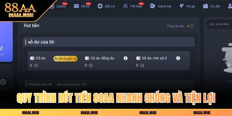 Quy trình rút tiền 88aa nhanh chóng và tiện lợi
